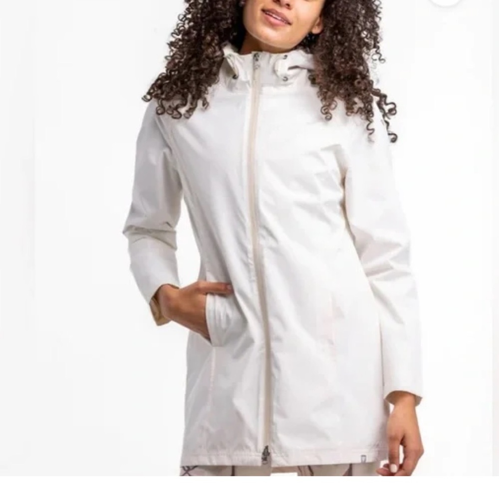 Liv Outdoors Marley Long Rain Shell Cream Jacket - Medium